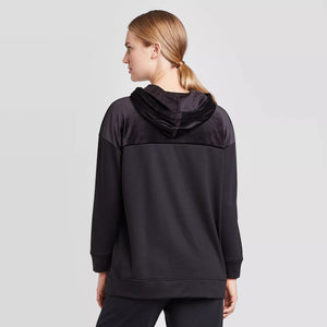 Prologue Women's Velour Blocked Hooded Sweatshirt - Black - Large - New
