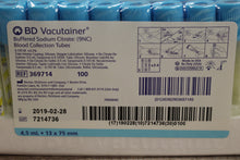 Load image into Gallery viewer, BD Vacutainer Buffered Sodium Citrate Blood Collection Tubes - 369714 - Set of 100 - New