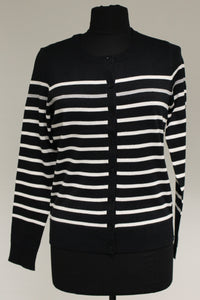 Amazon Essentials Women's Cardigan Sweater, Small, Black Stripe, New