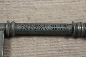 Vintage Franklin Mint Collectors Society Pewter Key, 6", New!