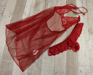 Women's Lace Lingerie Set - Size: M - Red - New