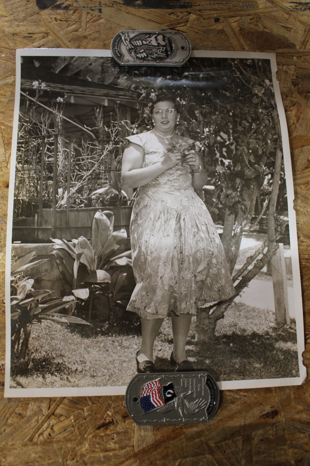 Vintage Authentic and Original Photo Woman Posing In Garden -Used
