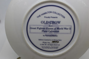 Great Fighter Planes of WW II Plate Collection, "Old Crow", Plate No. 3877G
