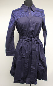 Zeagoo Woman's Bell Sleeve A-Line Midi Dress with Belt - Black & Blue - New
