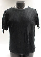 Load image into Gallery viewer, Ava &amp; Viv Women&#39;s Plus Size Short Sleeve Pointelle Tie Top - Black - Size (X) - New