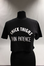Load image into Gallery viewer, Shein Women&#39;s Thick Thighs Thin Patience Crop-Top Shirt Size Medium -Used
