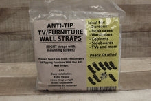 Load image into Gallery viewer, Bebe Earth Anti-Tip TV Furniture Wall Straps - 8 Pack - Black - New