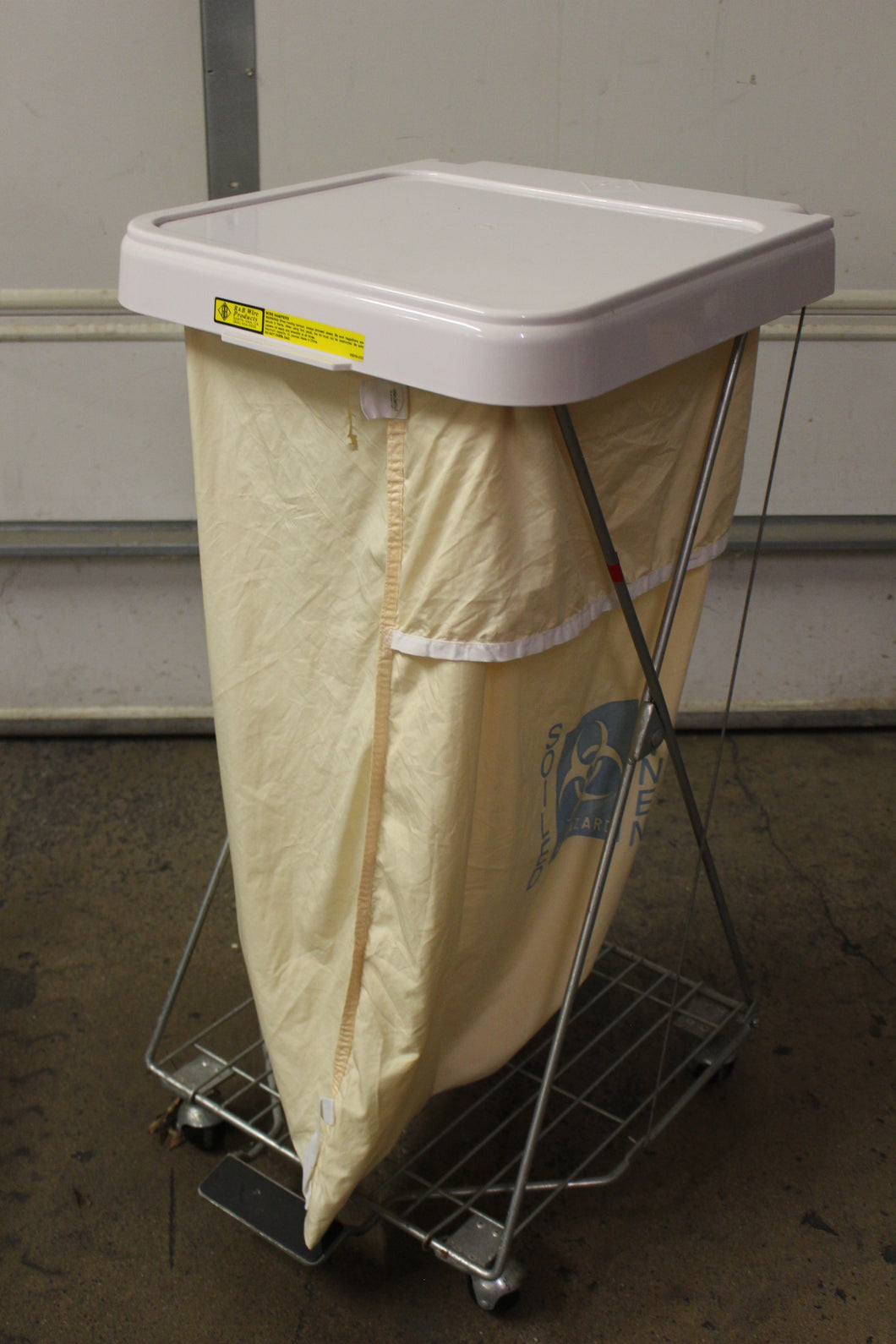 Medical Soiled Linen Hamper Stand With Foot Pedal and Lid - Used