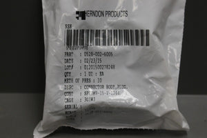 Electrical Plug Connector Body, NSN 5935-01-595-4970, P/N 0528-0002-6005, NEW!