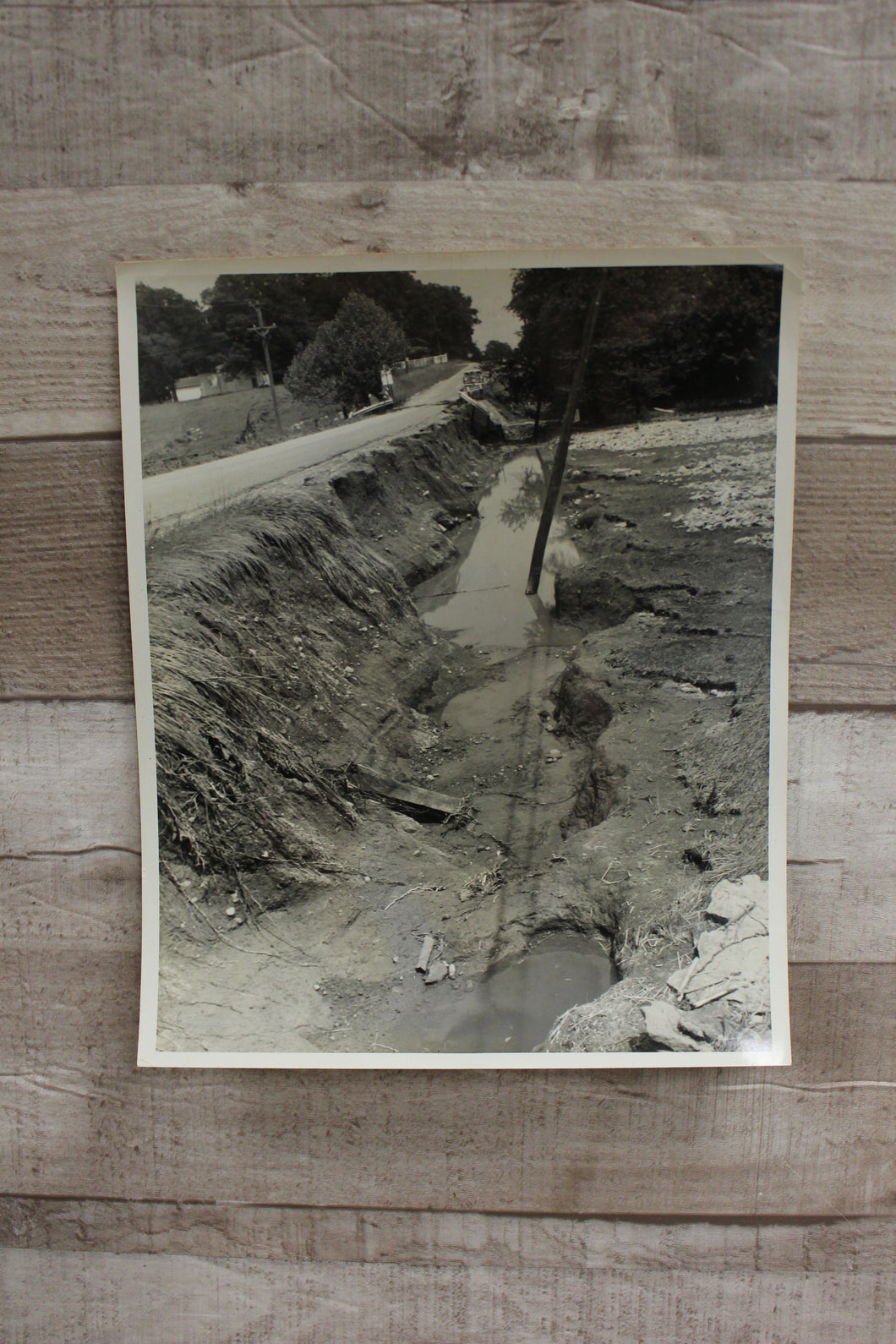 Vintage Authentic and Original Flood Damage Road Photo -Used