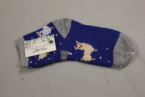 Children's Christmas Llama Socks Size 7-8.5 -Blue -New