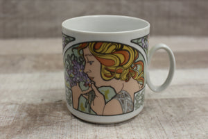 Czechoslovakia Lady Art Coffee Tea Drinking Mug Cup -Used