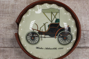 Set of 3 Classic Car Ceramic Coaster with Holder - Used