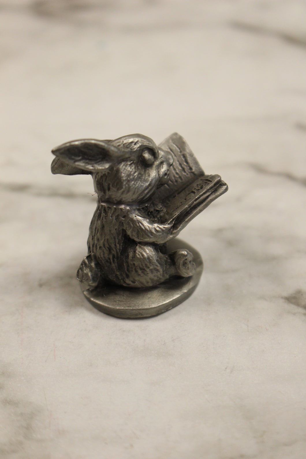 Hasper Hudson Pewter Rabbit With Book Miniature Figurine -Pewter -Used
