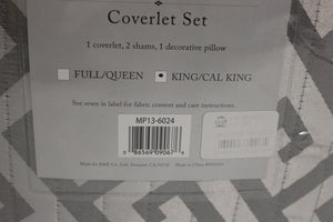 Madison Park 4 Piece Reversible Coverlet Set - King/CalKing - Gray - New