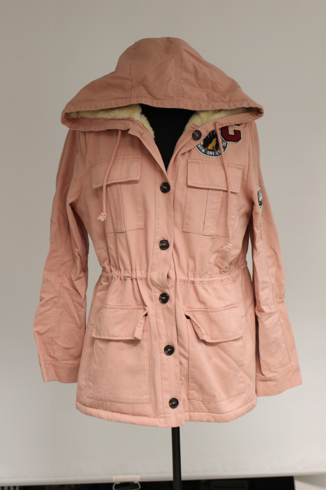 Iris Ladies Winter Coat, CA Be Wild & Wonder Patch, Mountain Saving Wildlife Patch, Large, Dusty Pink