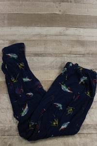 Croft and Barrow Men's Fleece Fishing Lure Design Pajama Pant Size L -Used